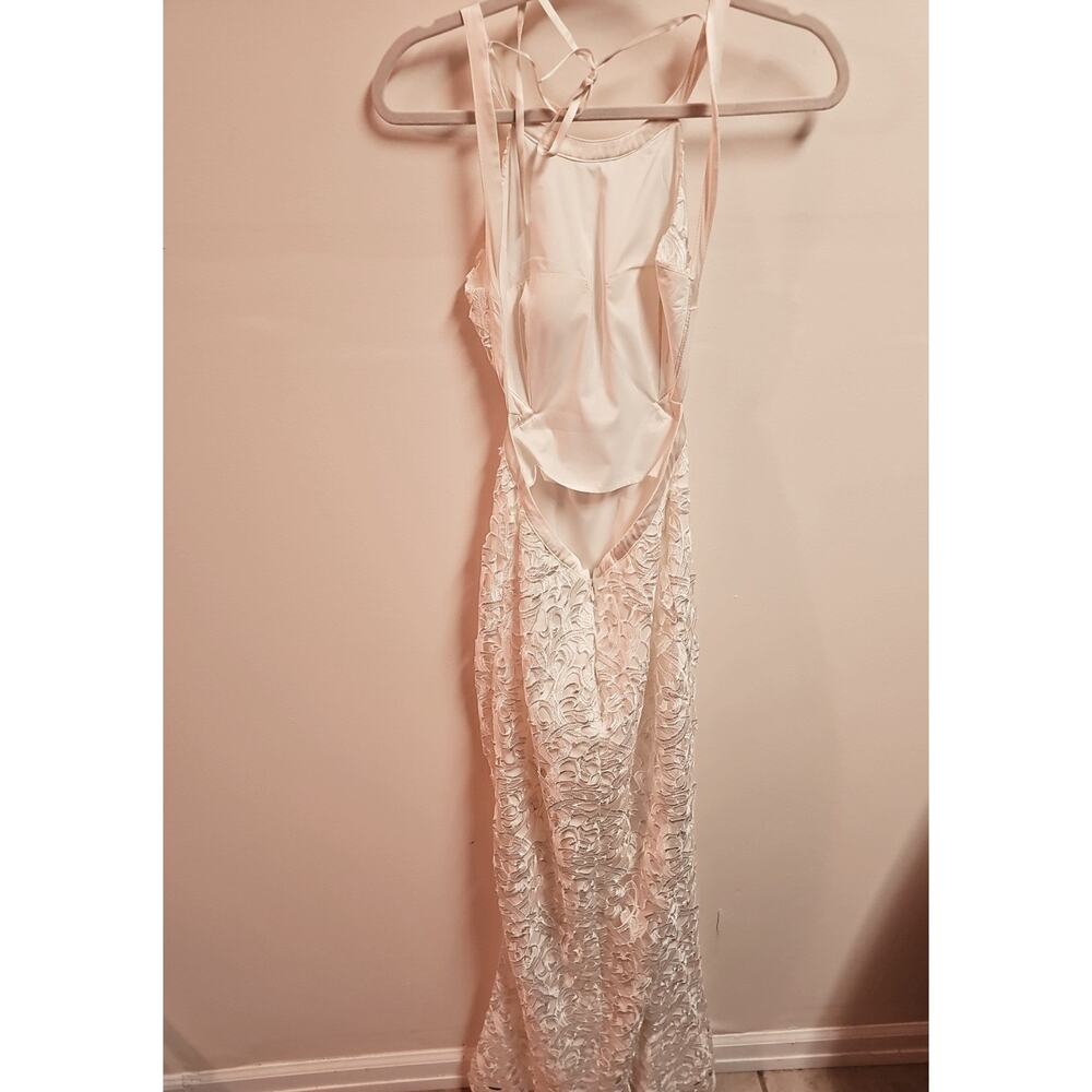 Aidan Mattox White Fitted Maxi Gown Wedding Dress Evening Bridal Women's Size 2 - Picture 6 of 9